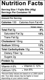 Chicken Fajita Bites nutrition-facts