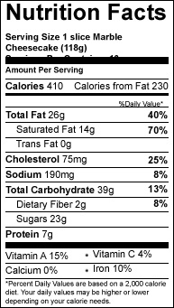 marble slice variety cheesecake nutrition-facts