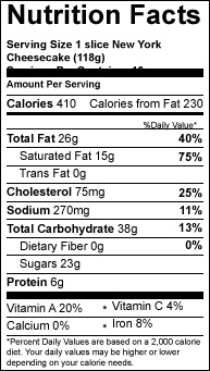 nyc slice variety cheesecake nutrition-facts