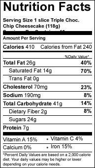 triple choc chip slice variety cheesecake nutrition-facts