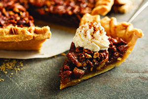 Traditional pecan pie, fall dessert concept for Thanksgiving